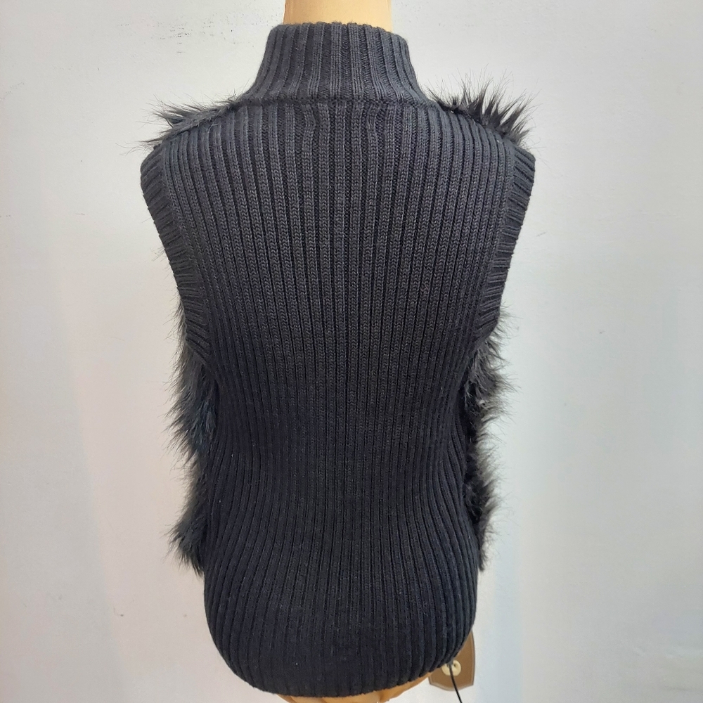 Willi Smith Black Faux Fur Vest, sz L - Picture 5 of 10